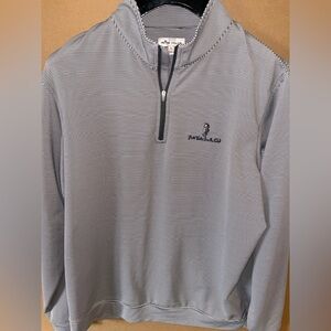 Peter Millar ponte vedra inn club Gray Stripe 1/4 Zip pullover Men’s large Mint